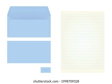Carta de papel, sobre y memo. vector.