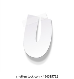 The paper letter fixed by an adhesive tape. Vector paper alphabet