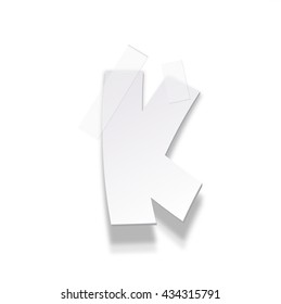 The paper letter fixed by an adhesive tape. Vector paper alphabet