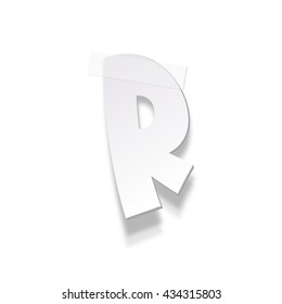 The paper letter fixed by an adhesive tape. Vector paper alphabet
