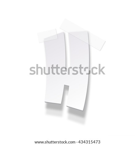 The paper letter fixed by an adhesive tape. Vector paper alphabet