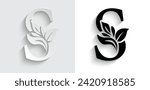 paper letter S. flower  letters. Vintage ornament initial Alphabet. Logo vector