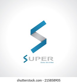 paper letter s  in the style of origami. template logo design. vector eps10
