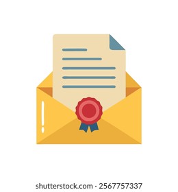 Paper Letter with Seal Icon for Formal Communication