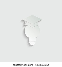 paper Light bulb and graduation cap icon