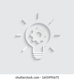 Vektorillustration der Glühbirne auf Papier, Leuchtsymbol. Ideensymbol, Denken, Lösungskonzept. 