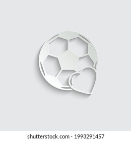 paper i like football, soccer ball icon vector Heart with soccer ball 