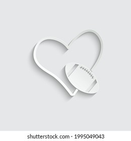 Paper I like rugby  icon vector Heart with rugby ball 