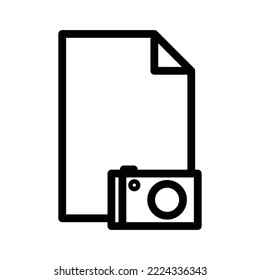 Paper line icon illustration with camera. suitable for image file icon. icon related to document, file. Simple vector design editable. Pixel perfect at 32 x 32