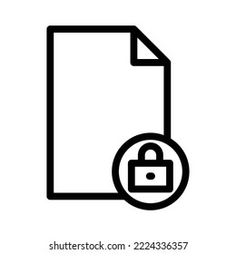 Paper line icon illustration with padlock. suitable for document lock, file lock. icon related to document, file. Simple vector design editable. Pixel perfect at 32 x 32