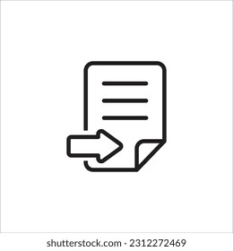 Paper line icon vector illustration with right arrow isolated on white background. Go, forward, send, next page, and enter symbol, vector icon.  Available for website or graphic design.