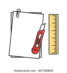 paper line the office clip knife
