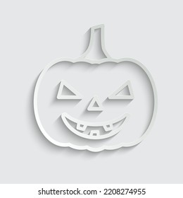 paper  line pumpkin icon. Happy Halloween,  Thanksgiving 