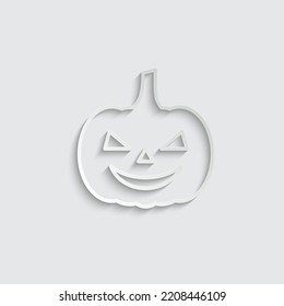 paper  line pumpkin icon. Happy Halloween,  Thanksgiving 