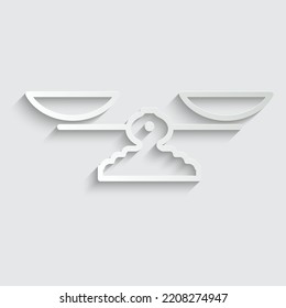 paper  line  scales icon. vector symbol of the scales with shadow on a grey background