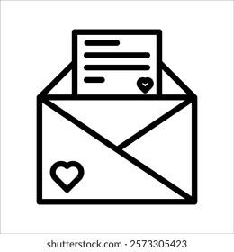 paper line sign sent letter letter icon. envelope with heart icon. love message sign,with white background