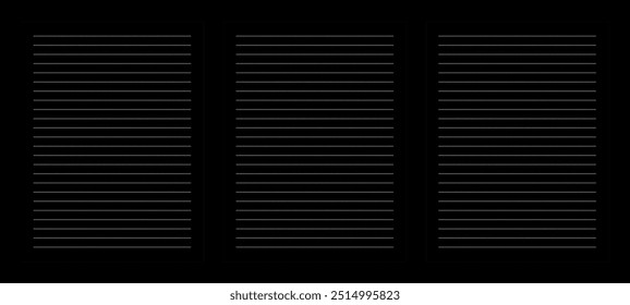 Paper lined.Note Paper. lined and black paper blank sheets set Vector Illustration.