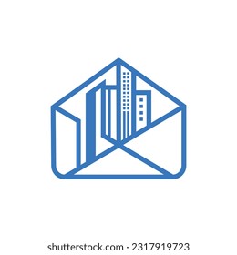 paper lines with city logo vector illustration design template, City Building Apartment logo design