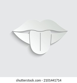 paper lips with tongue icon vector