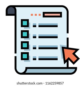 Paper list with a cursor mouse vector illustration in line color design