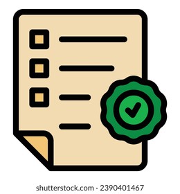 Paper list icon outline vector. Online order. Write journal color flat