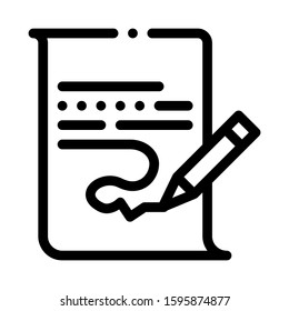 Paper List And Pencil Icon Vector. Outline Paper List And Pencil Sign. Isolated Contour Symbol Illustration