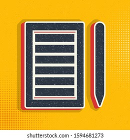 Paper list, pencil pop art, retro icon. Vector illustration of pop art style