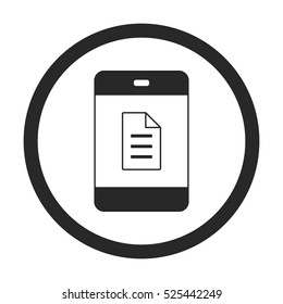 Paper list symbol on phone sign silhouette icon on background