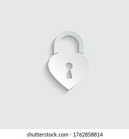 paper lock icon   heart shape lock sign love symbol vector