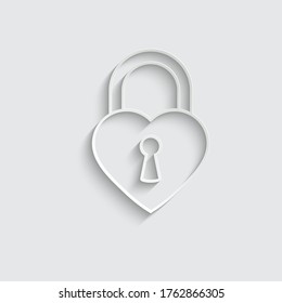 paper lock icon   heart shape lock sign love symbol vector