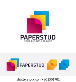 Paper logo design. Art, Studio and Printing logo concept. Vector logo template