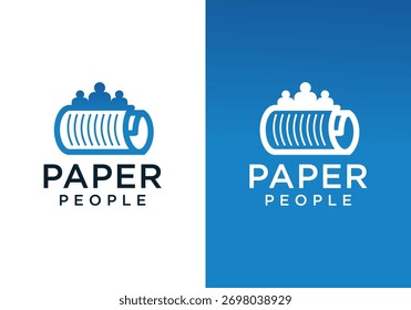 Papier-Logo-Symbol, Vektordesign mit Menschen