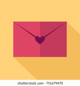 Paper love envelope over yellow. Vector illustration