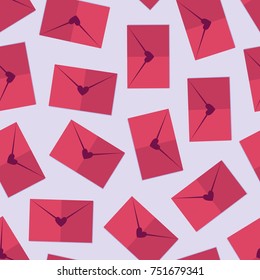 Paper love envelope seamless pattern background. Vector illustration