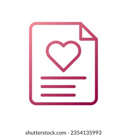 Paper love icon gradient white red style valentine illustration vector element and symbol perfect.