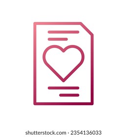 Paper love icon gradient white red style valentine illustration vector element and symbol perfect.