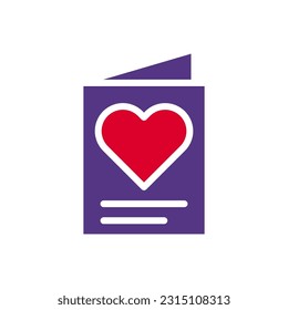 Paper love icon solid duocolor red purple style valentine illustration vector element and symbol perfect.