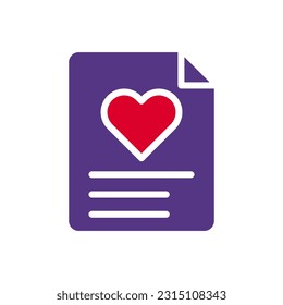 Paper love icon solid duocolor red purple style valentine illustration vector element and symbol perfect.