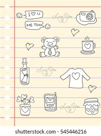 Paper of love theme doodles