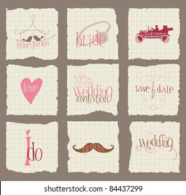 Paper Love and Wedding Design Elements -for invitation, scrapbook in vector