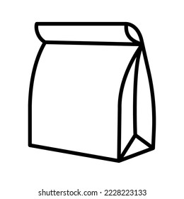 Paper lunch bag. Groceries shopping bag from recycled paper. Pictogram isolated on a white background.