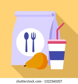 Paper lunch bag icon. Flat illustration of paper lunch bag vector icon for web design