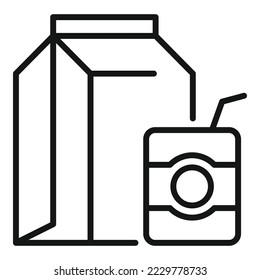 Paper lunch bag icon outline vector. Dinner food. School meal