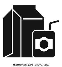 Icono de bolsa de papel, simple vector. Comida para la cena. Comida escolar