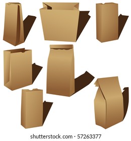 Paper lunch bags collection vector