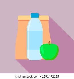 Paper lunchbox apple icon. Flat illustration of paper lunchbox apple vector icon for web design