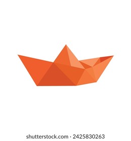 paper made origami style isometric color boat