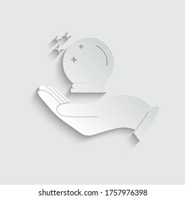 paper magic ball icon hand holding the  magic ball vector sign