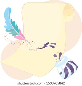 Paper with Magic Ink and Quill 