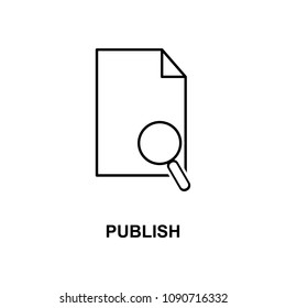 paper and magnifier icon. Element of simple web icon with name for mobile concept and web apps. Thin line paper and magnifier icon can be used for web and mobile on white background